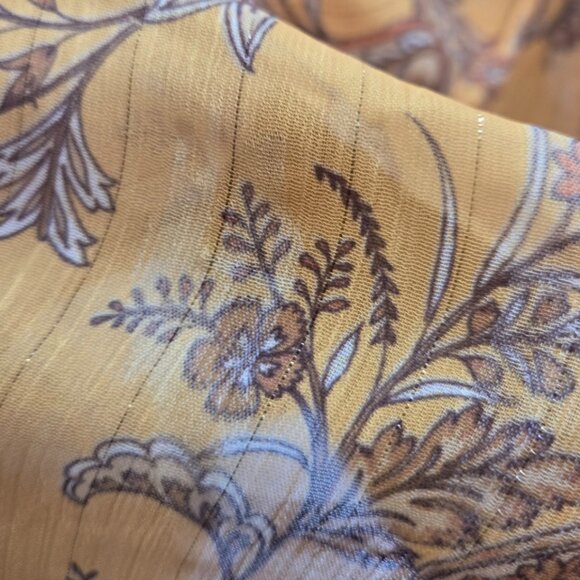 Rachel Parcell Yellow Metallic Striped Paisley Print Mini Dress Size Large FLAW - Picture 14 of 16